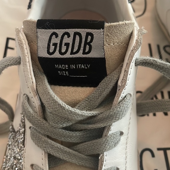Golden Goose SuperStar sneakers- silver star and glittery navy heel tab Sz 8(38) - Picture 11 of 11